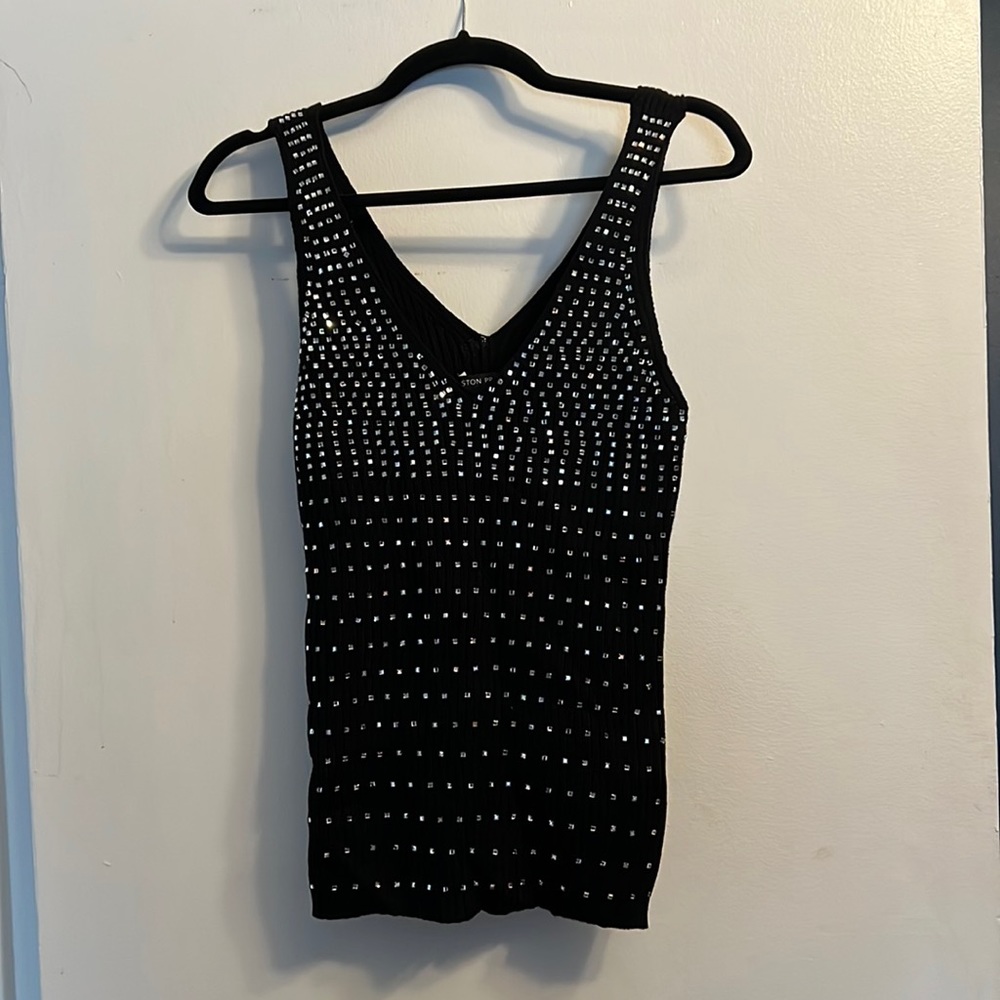 Boston Proper Rhinestone Embellished Sweater Tank